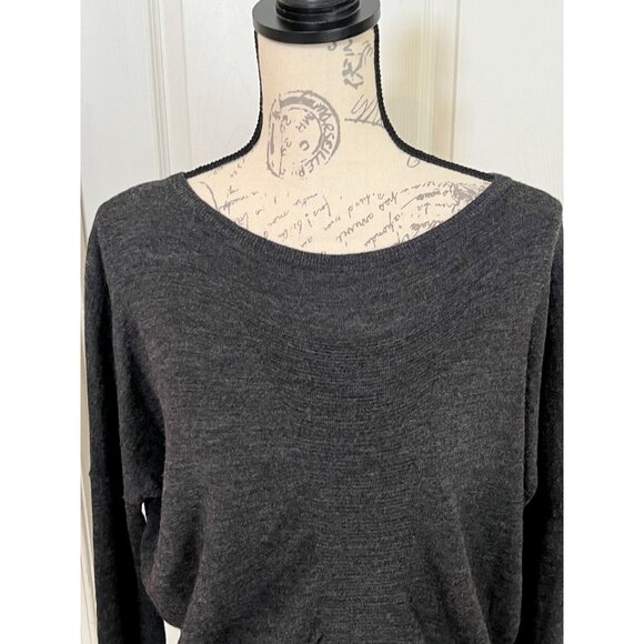 Vince Sweater Tunic Charcoal Grey Scoop Neck Long Sleeve Oversized Women's Small - Picture 4 of 9